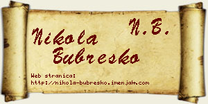 Nikola Bubreško vizit kartica